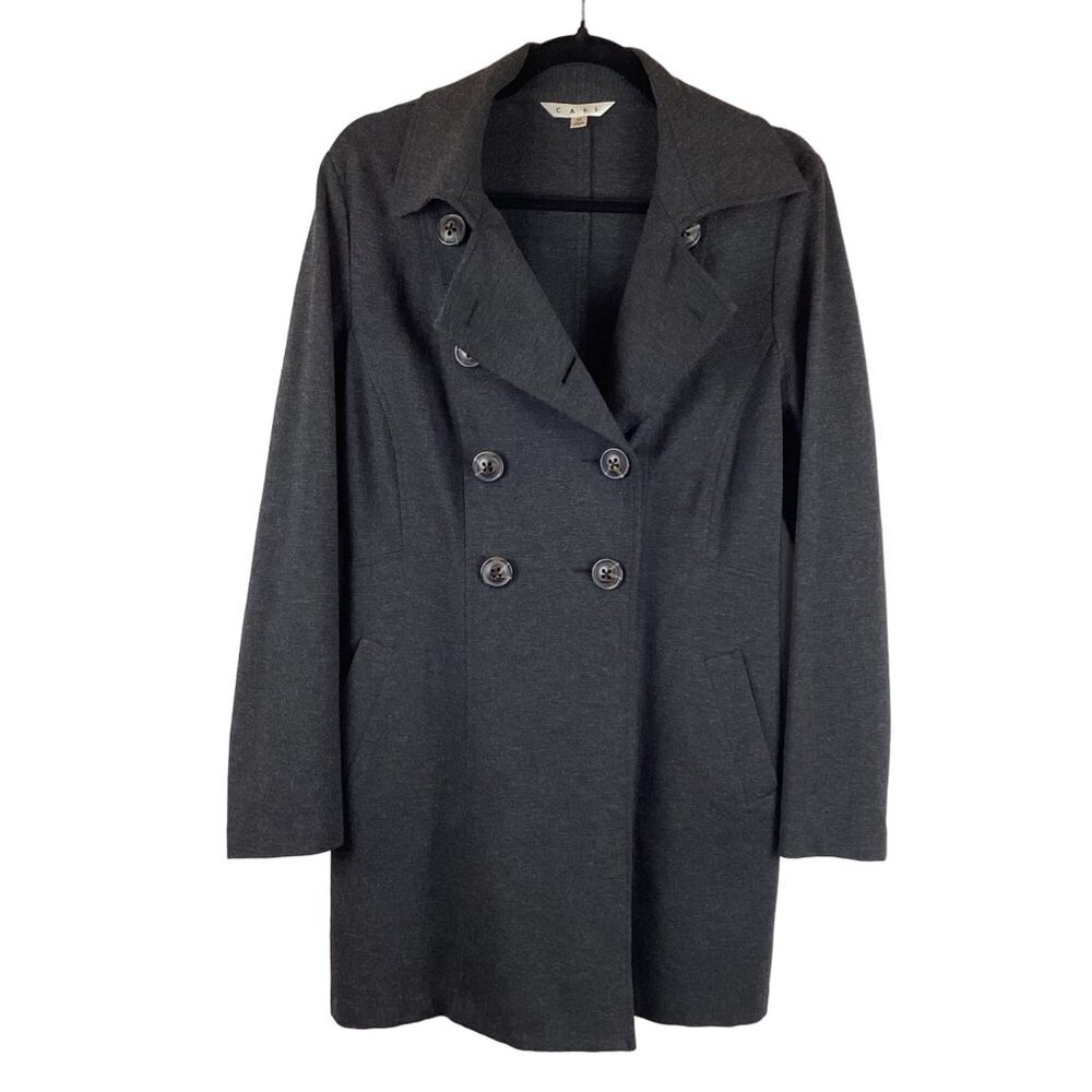 Cabi Ponte Casablanca‎ Double-Breasted Coat Size Medium Gray Trench Blazer